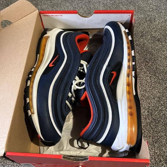 Air max 97 Midnight Navy/Habanero Red size 10.5 - Picture 2 of 4